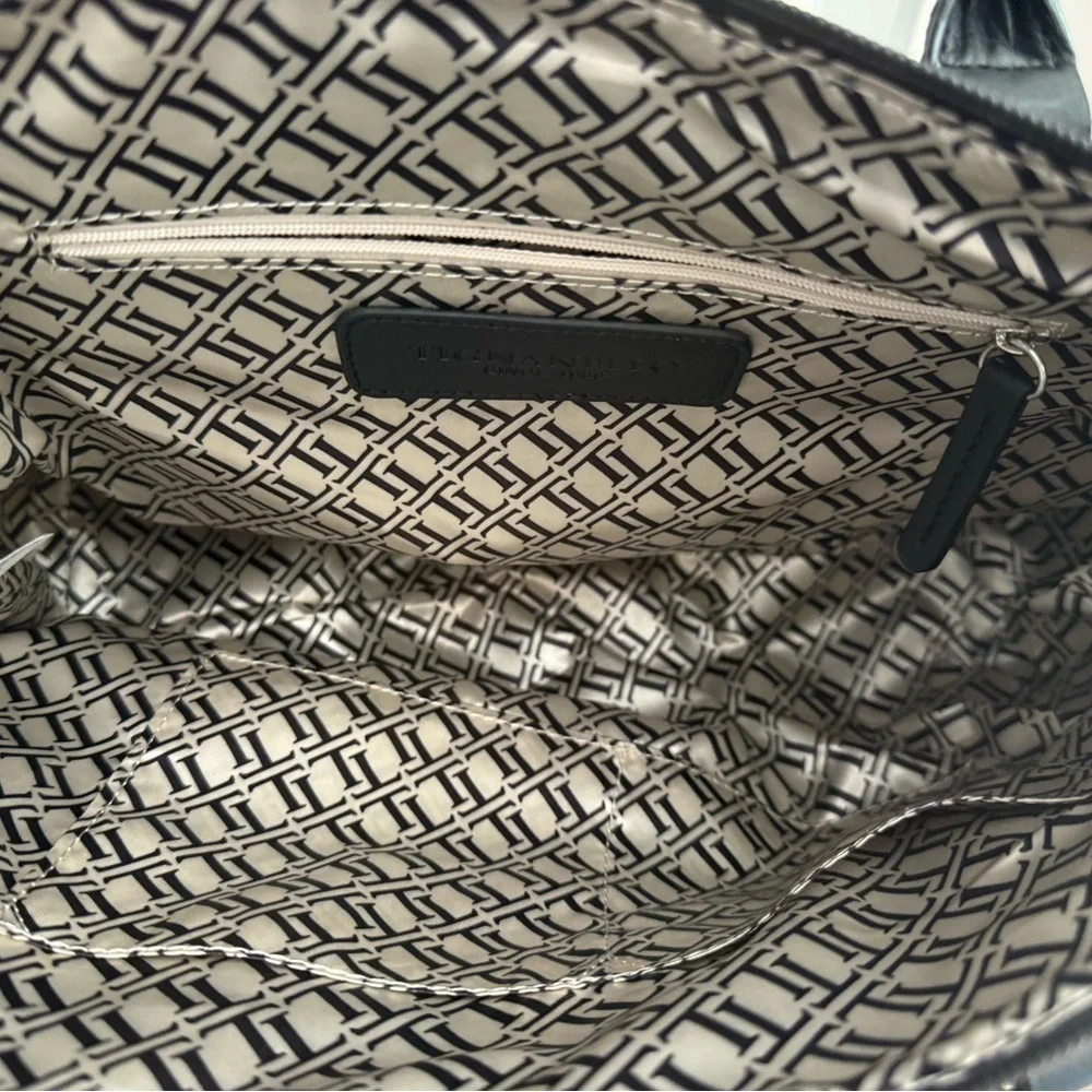 Tignanello | Black & Purple Purse | Silver Hardware | Tassel Detail